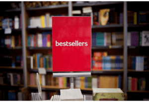 Bestsellers sign at a store
