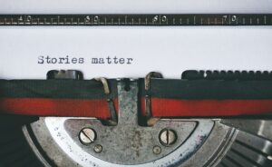 Stories matter typed on paper from a typewriter